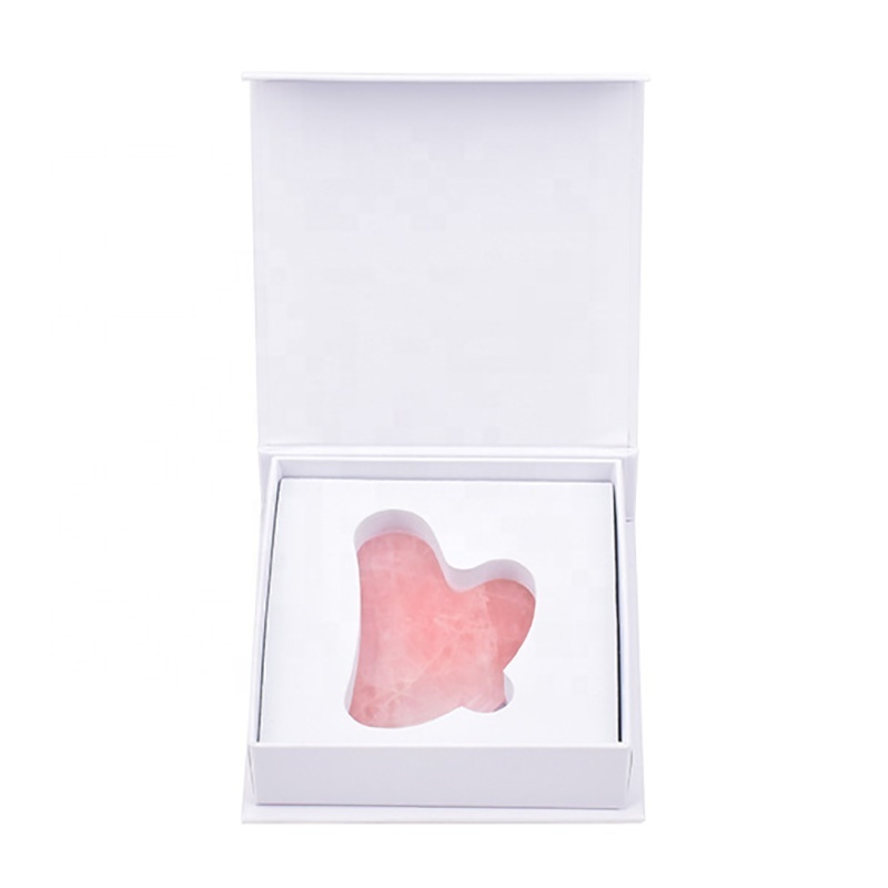 Real Quartz Guasha Face Scraping Massage Tool with Box Custom Logo Best Quality Rose Quartz Gua Sha Stone