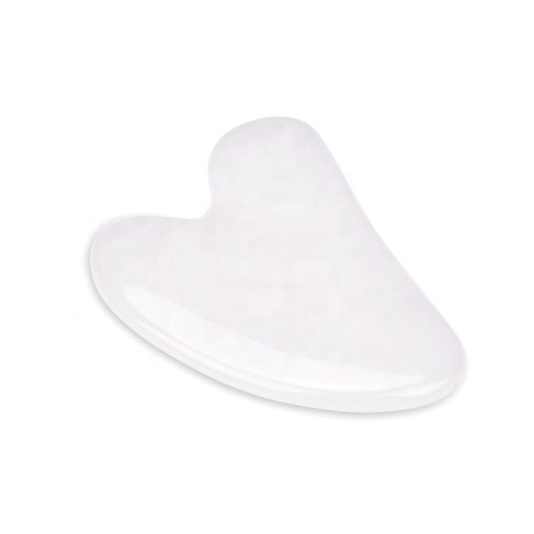 Hanhe Natural Facial Massage Stone with Box Guasha Tool Custom Logo High Quality White Jade Gua Sha Stone