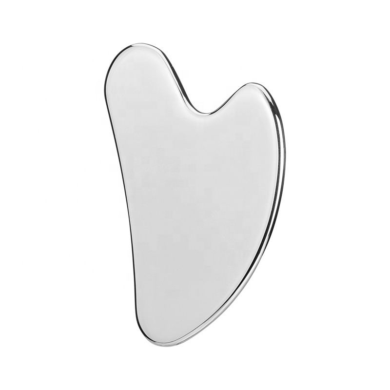 Silver Metal Scraper Guasha Board Custom Logo Facial Massage Tool Stainless Steel Gua Sha