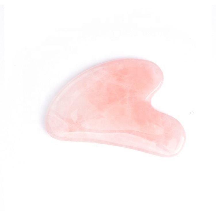 Real Quartz Guasha Face Scraping Massage Tool with Box Custom Logo Best Quality Rose Quartz Gua Sha Stone