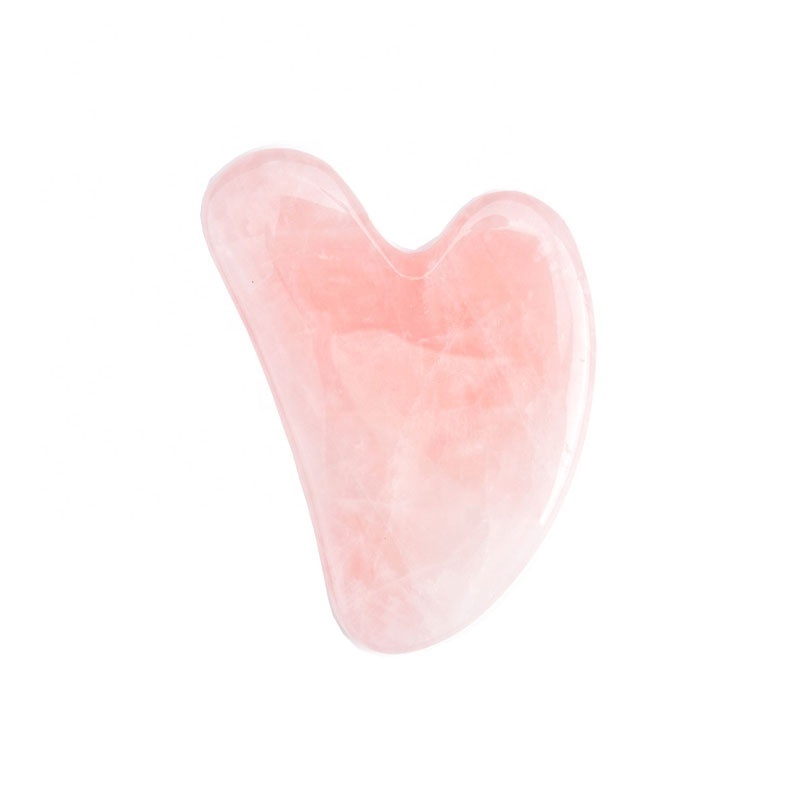 Real Quartz Guasha Face Scraping Massage Tool with Box Custom Logo Best Quality Rose Quartz Gua Sha Stone