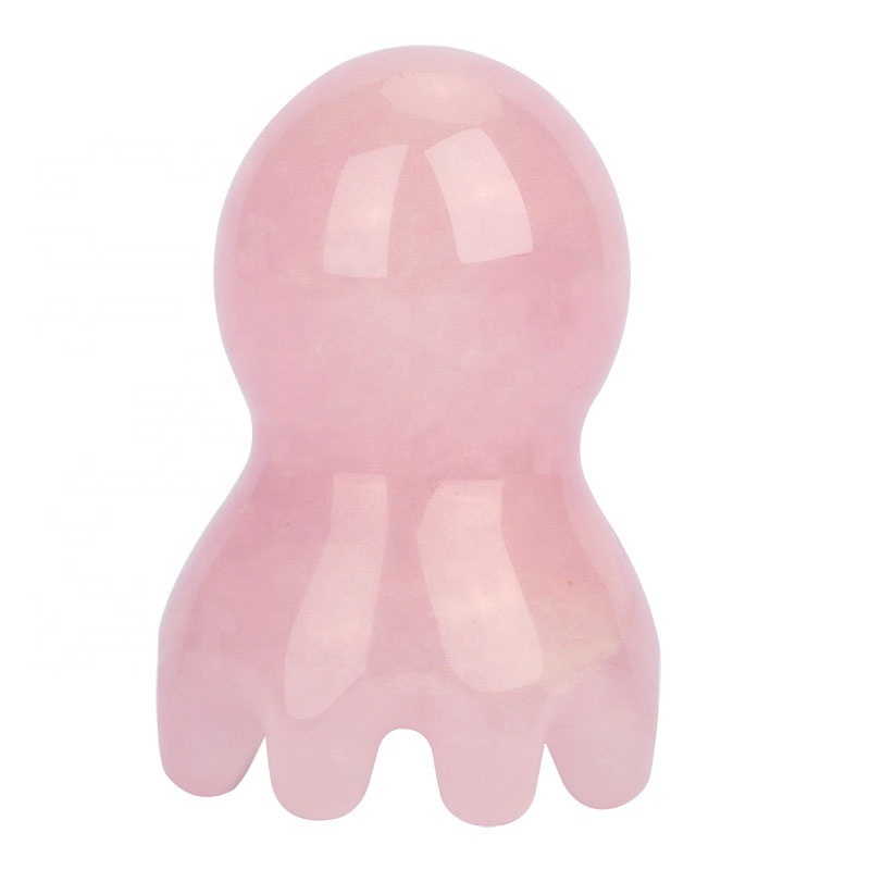 Hanhe Natural Jade Stone Scalp Comb Custom Logo Crystal Head Massager White Pink Octopus Gua Sha