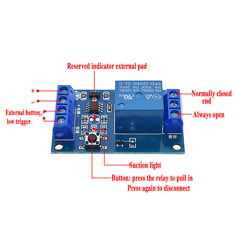 5V 12V Single Bond Button Bistable Relay Module Modified Car Start and Stop Self-Locking Switch