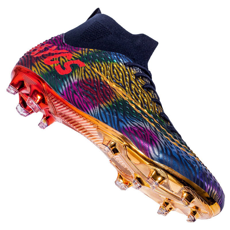 Cross-border new two-color plated bottom football shoes spikes 3-color 32-46 yards main push discount