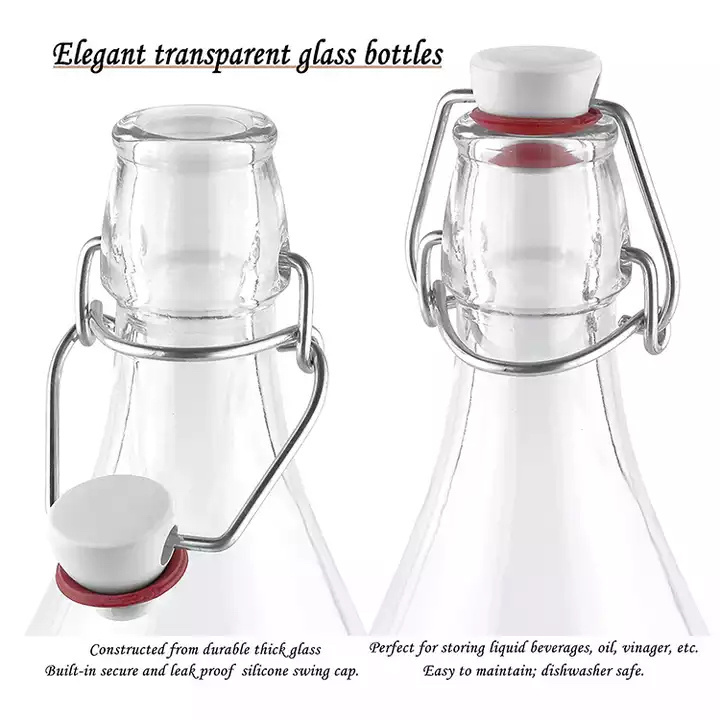 Wholesale Small 100ml Clear Round Glass Cold Juice Bottles with Swing Top