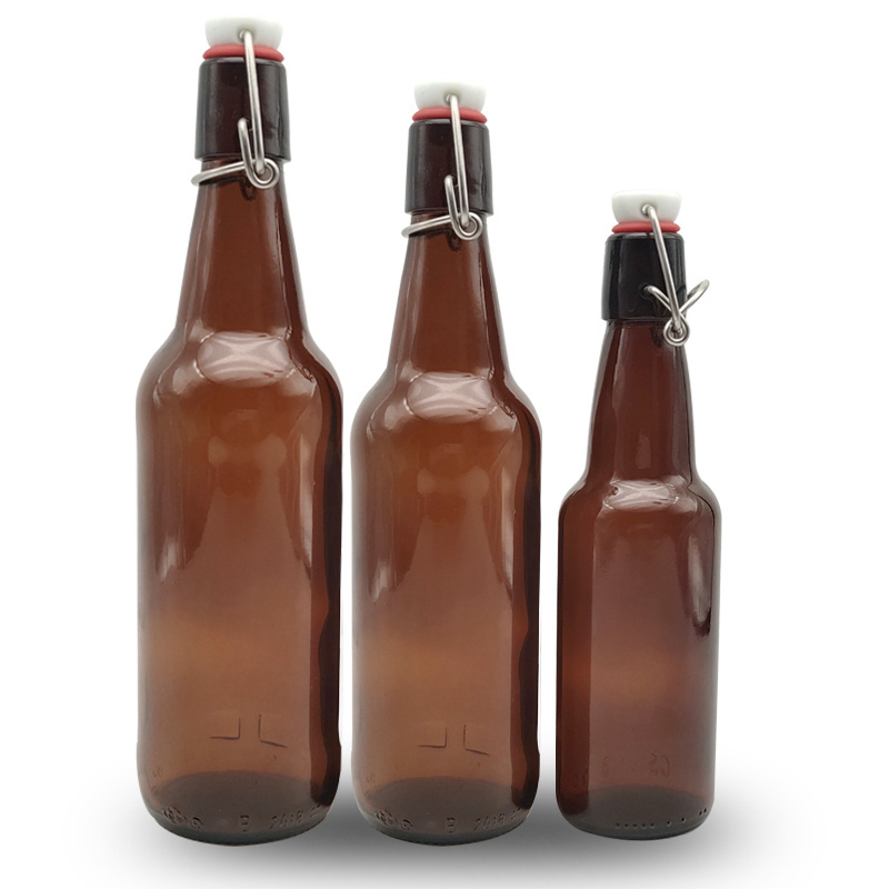 Wholesale Cheap 330ml 500ml 750ml 1Liter 1000ml Swing Top Empty Amber Glass Beer Bottle