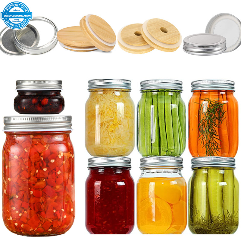 In Stock 4oz 5oz 300ml 500ml 750ml 1L Glass Mason Jars for Canning Food Pickles Honey Jam Storage with Airtight Lids