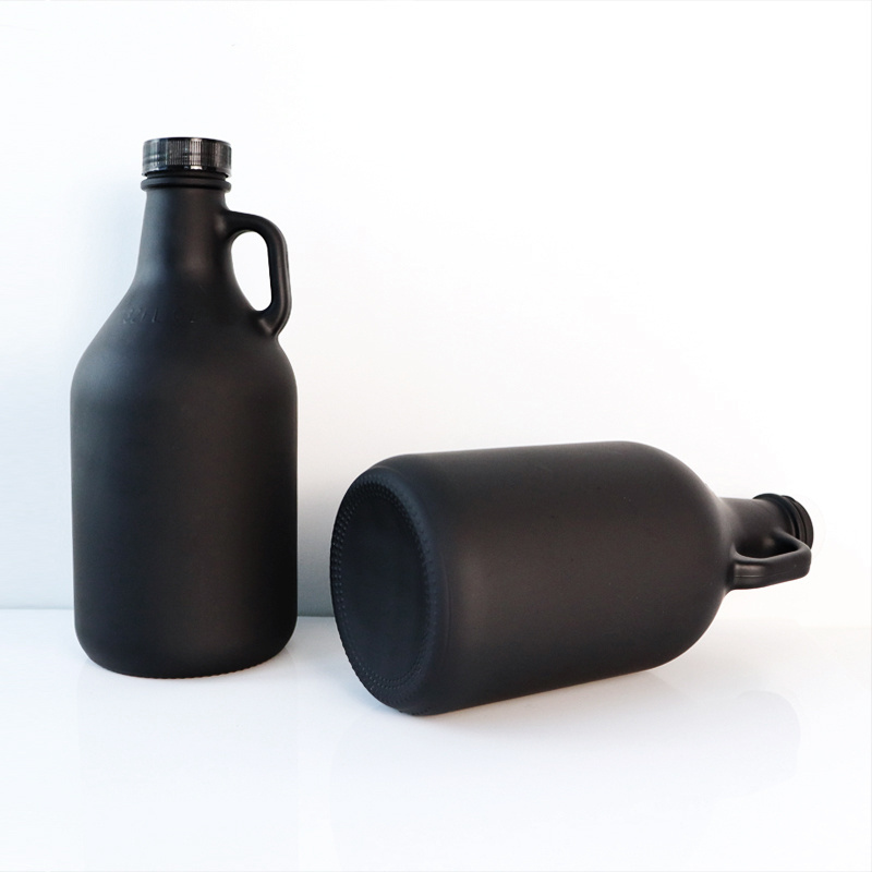 IN STOCK  Wholesale 1L 2L Gallon  matt black Glass Jug for beer wine  olive oil