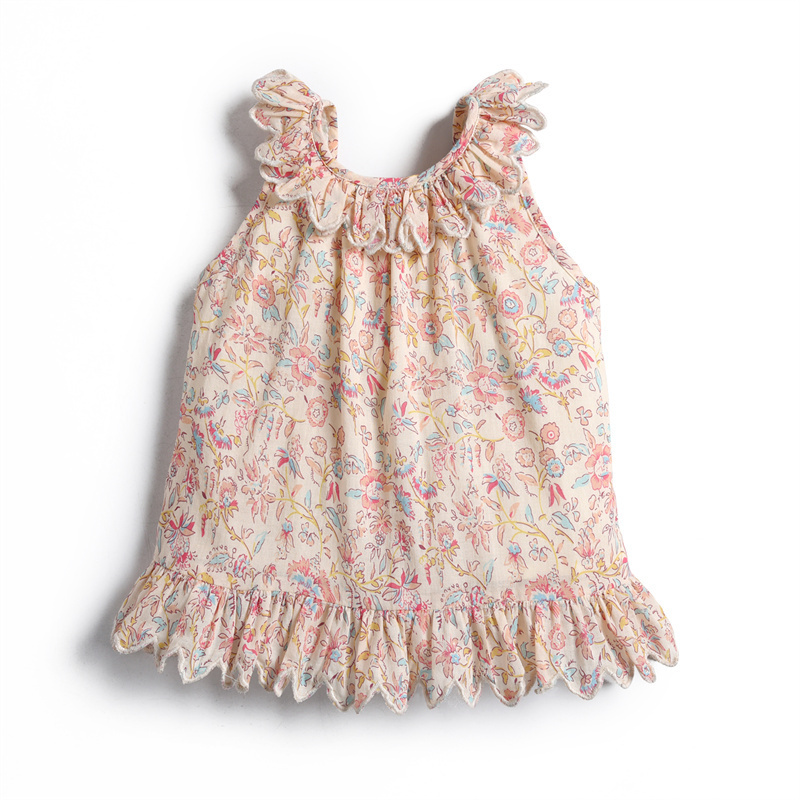 Custom High Quality Summer Cotton Flower Kids Clothing Casual Princess Dress Suspender Skirts Clothing Baby Girl Dresses