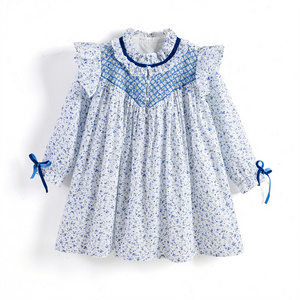 Wholesale Summer Flower Luxury Embroidery Baby Girl Clothes Kids Hand Smocked Children Clothing Smock Dress For Girls Dresses