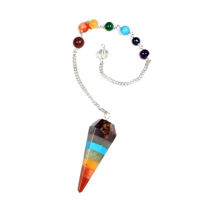 Buy Wholesale Natural Seven Chakra Bonded Crystal Pendulum Chakra Healing Gemstone Pendulum Pendulums