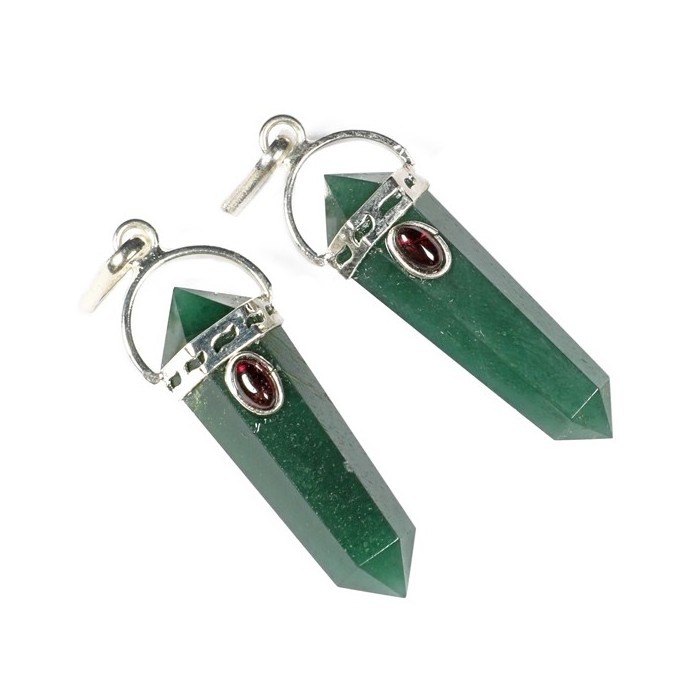 Green Jade with Garnet Stone Pencil Pendant folk Art pencil healing stone pendant for gift