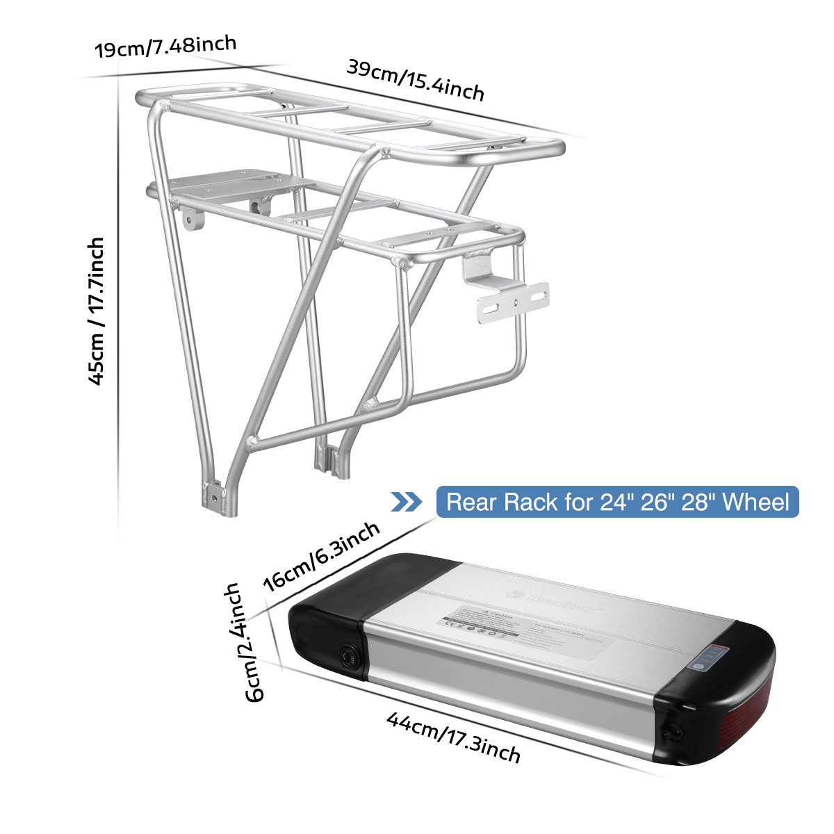 European Stock Wholesale Price 20Ah 15Ah E Bike Rear Rack Style Battery 48V 36v Lithium Batteries For Electric Bike