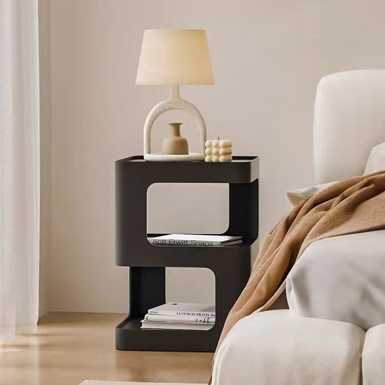 Modern designer new corner small table metal bedside table modern side table with book shelf