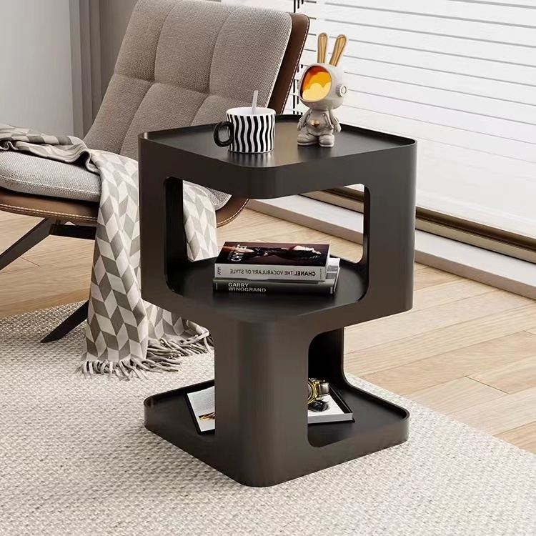 Modern designer new corner small table metal bedside table modern side table with book shelf