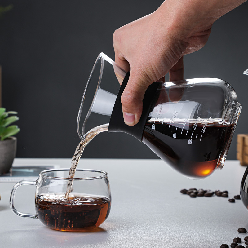 Glass Pour Over Hand Drip Pot 400ml/600ml/800ml coffee Servers Espresso Coffee pot