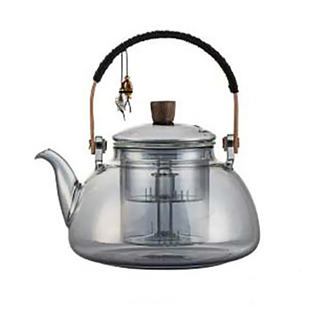 Heat resistant clear borosilicate glass tea pot glass teapot with glass infuser and warmer