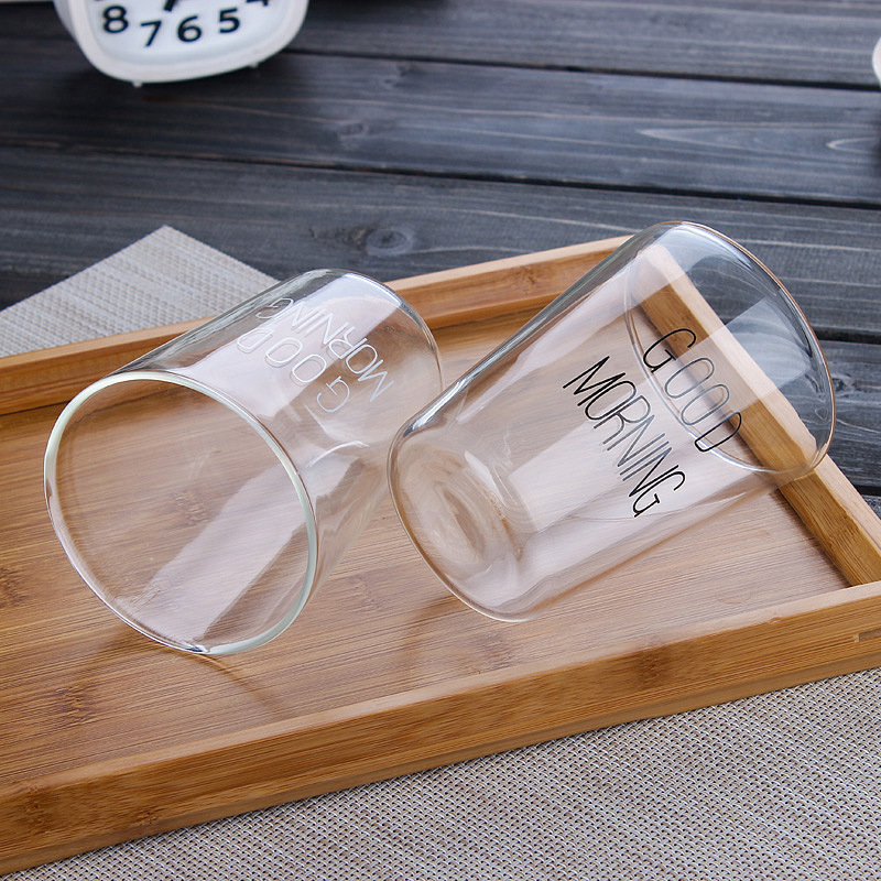 Transparent Glass Milk Cup  a Popular Breakfast Cup for Coffee Milk and Juice Featuring Stylish and Practical Design