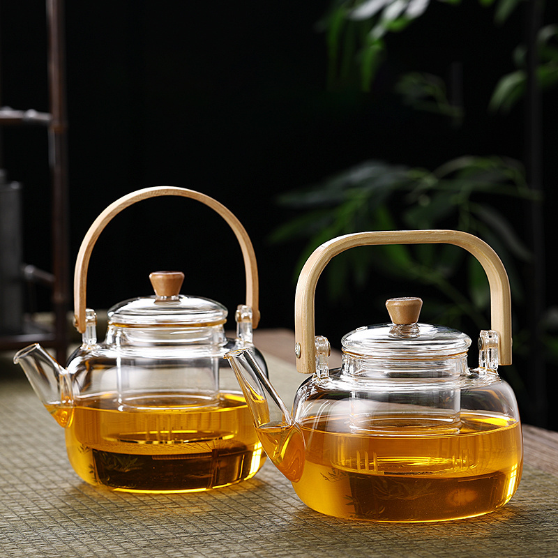 Transparent  Glass Teapot with Removable Infuser Stovetop Safe Tea Kettle Blooming and Loose Leaf Tea Maker Set