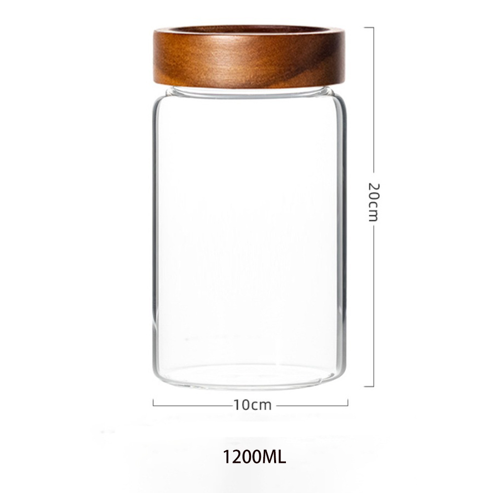 1200ml Custom Kitchen Food Spice High Borosilicate Glass Container Storage Jars With Lids