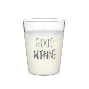 Transparent Glass Milk Cup  a Popular Breakfast Cup for Coffee Milk and Juice Featuring Stylish and Practical Design