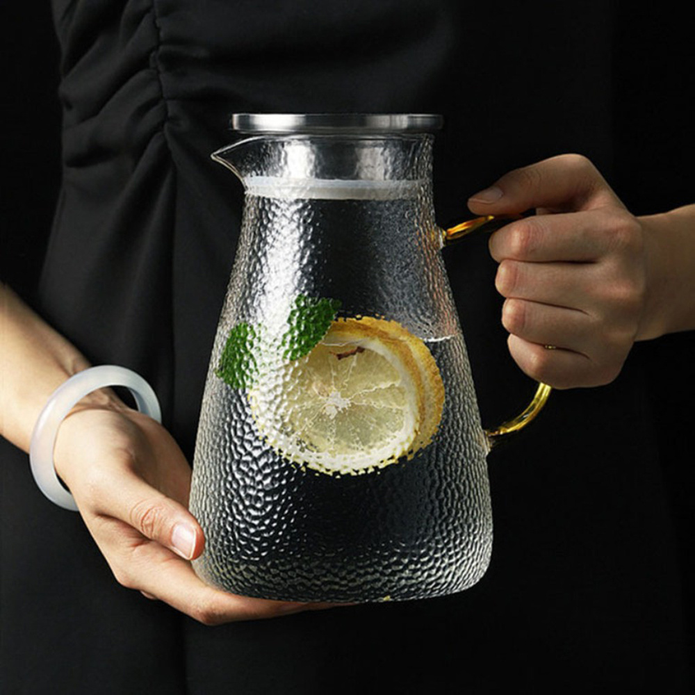 1500ml Glass cold kettle Handmade High Borosilicate glass tea kettle with handle