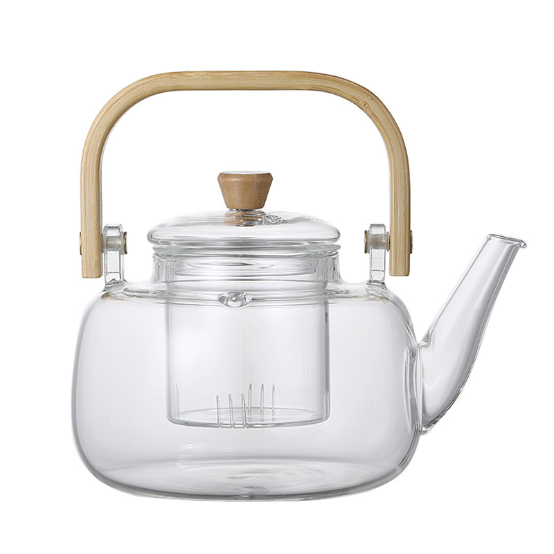 Transparent  Glass Teapot with Removable Infuser Stovetop Safe Tea Kettle Blooming and Loose Leaf Tea Maker Set