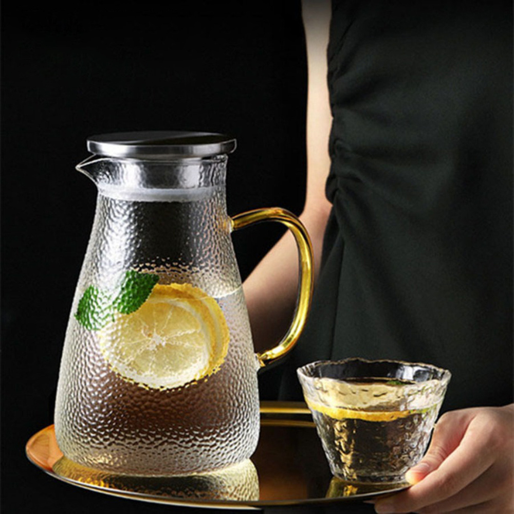 1500ml Glass cold kettle Handmade High Borosilicate glass tea kettle with handle