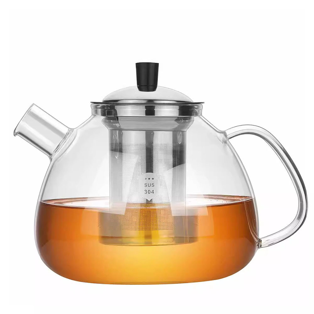 Top Seller clear tea cup pot set high borosilicate teapot glass tea pot with infuser handle suitable for stovetop