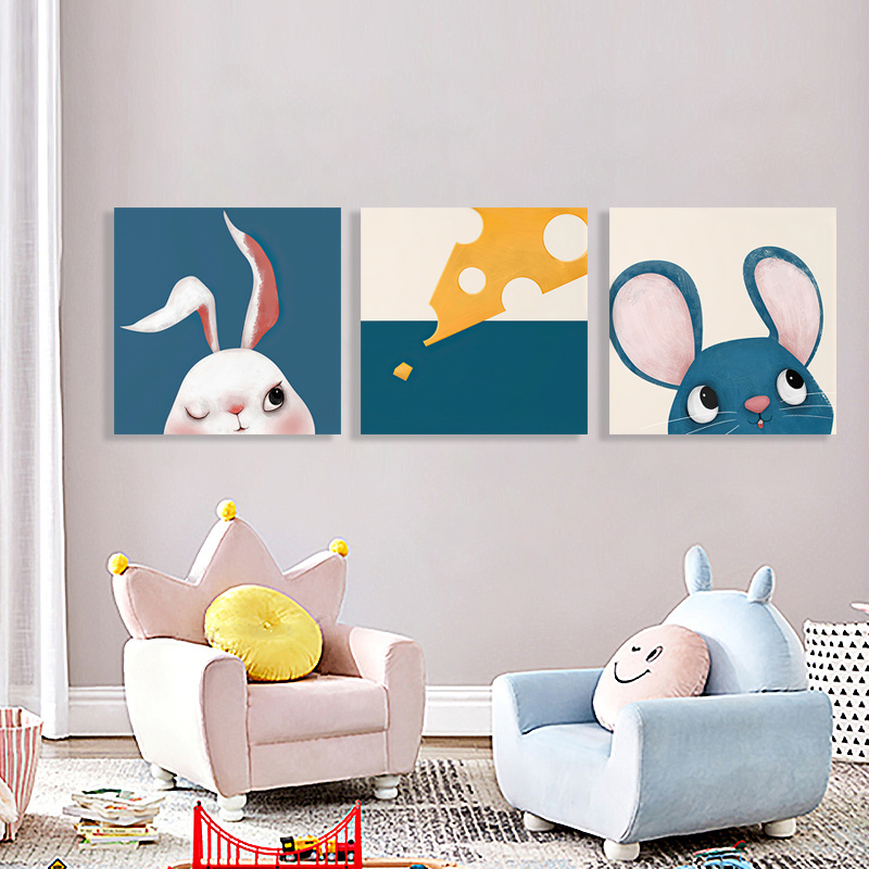 Children's room decoration painting bedroom bedside painting girl cartoon animal boy room Nordic background wall mural