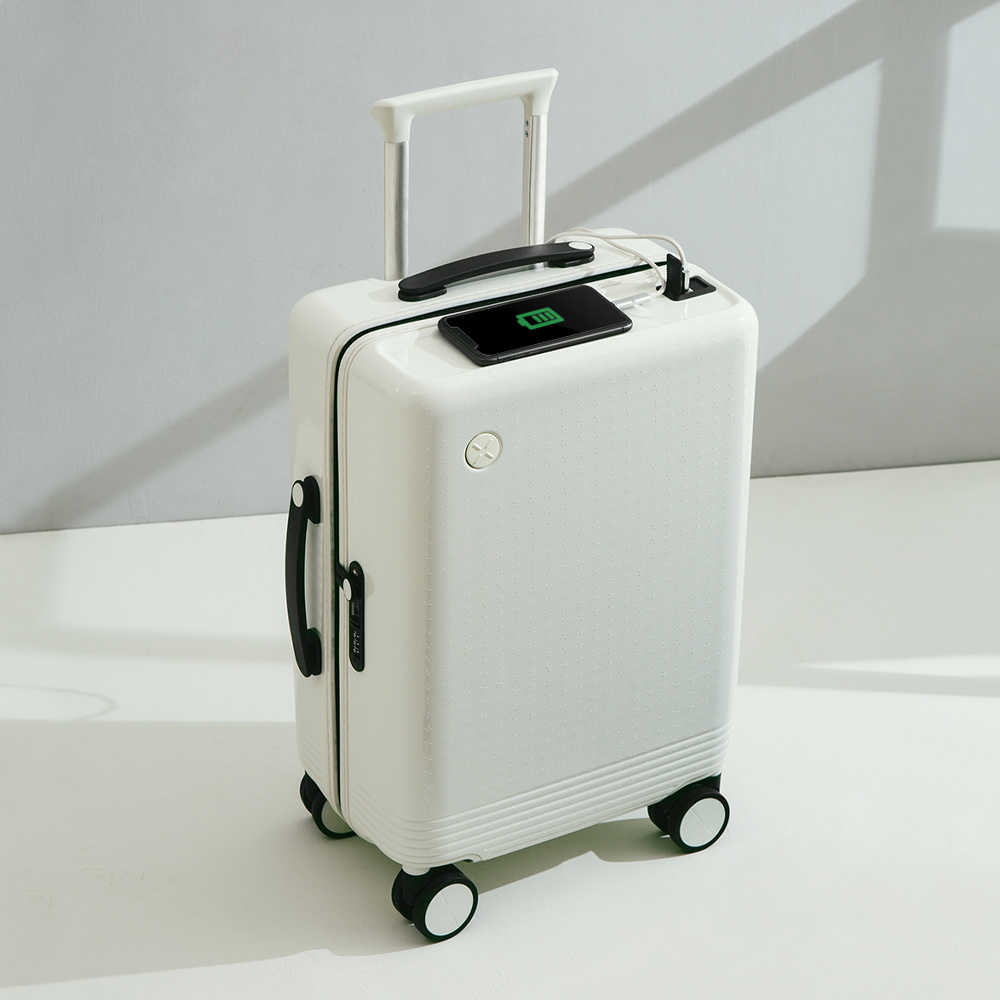 Seek luxury travel aluminum trolley luggage with universal wheels TSA locks carry on smart suitcase