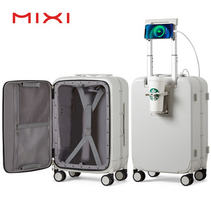 Mixi Luxury Suitcase Trolley PC Luggage Vintage Koffer Hardside Carry ons Luggage Suitcases With Cup Holder and USB Charge Port