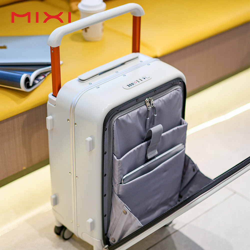 Mixi luxury brand custom designed aluminum trolley suitcase spinner wheels multi-functional suitcase luggage