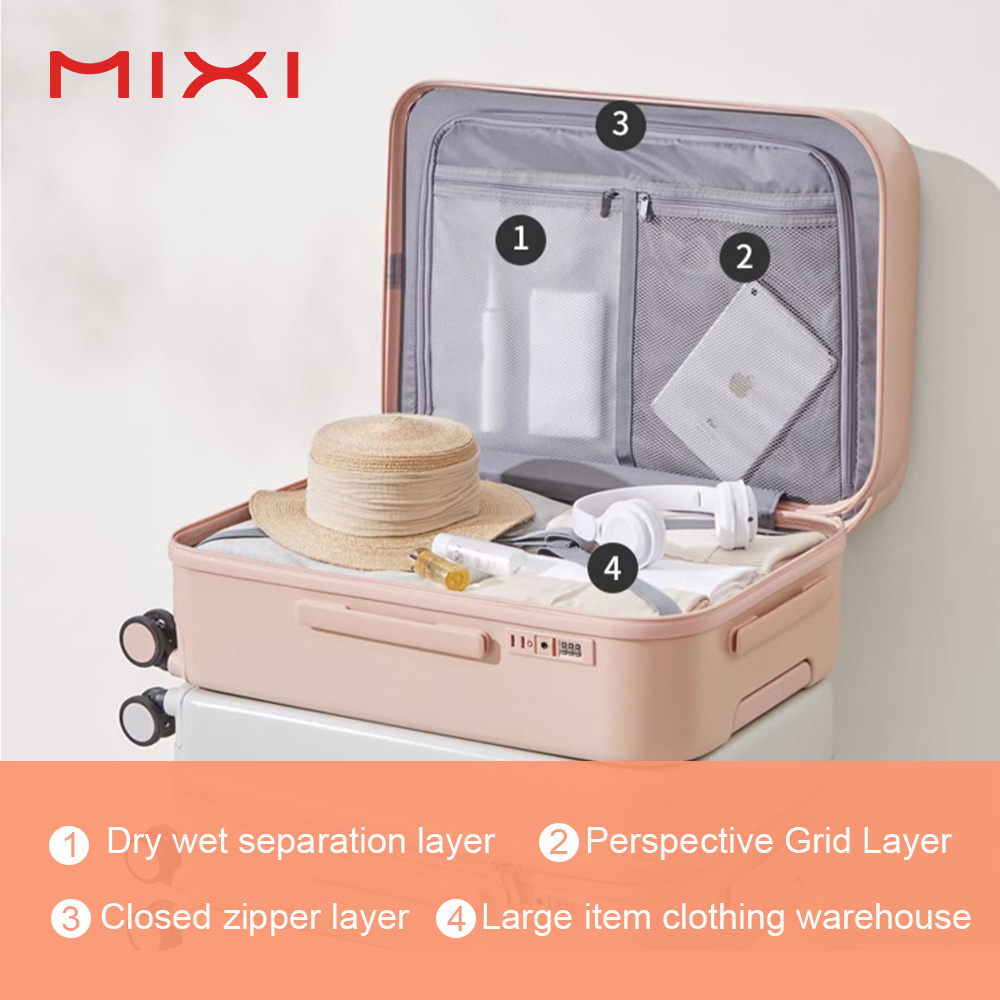 Mixi designers brand Korean style aluminum trolley suitcase business luggage travel bag custom travel smart carry on luggages