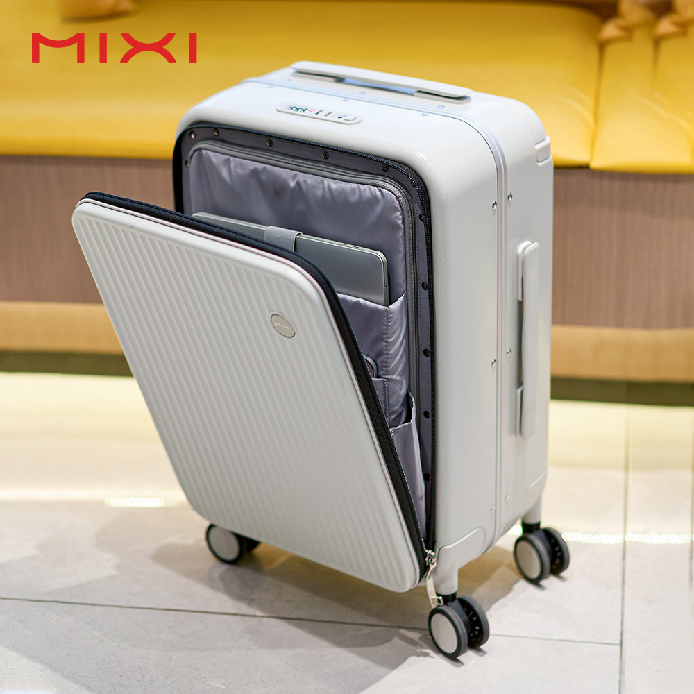 Mixi luxury brand custom designed aluminum trolley suitcase spinner wheels multi-functional suitcase luggage