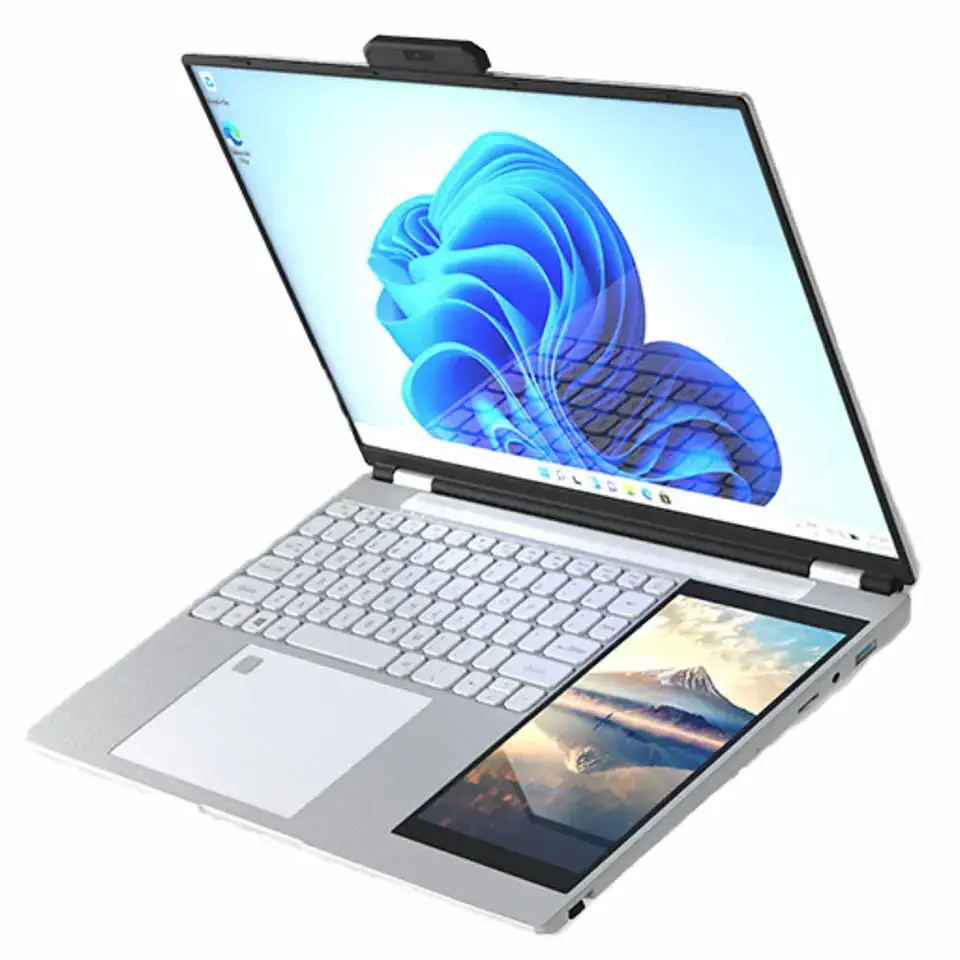 Factory Wholesale Dual screen Laptop 15.6'' IPS Display +7'' Touch Screen Intel N5105 Quad Core 16GB RAM DDR4 1TB SSD Netbooks