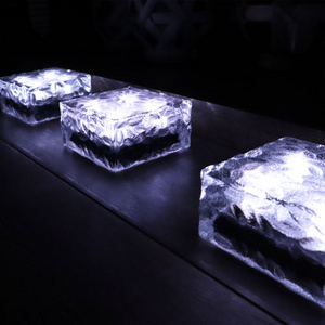 Outdoor Solar LED Lights path Garden Decorative Landscape lights Crystal Glass Ice  Floor tile lights