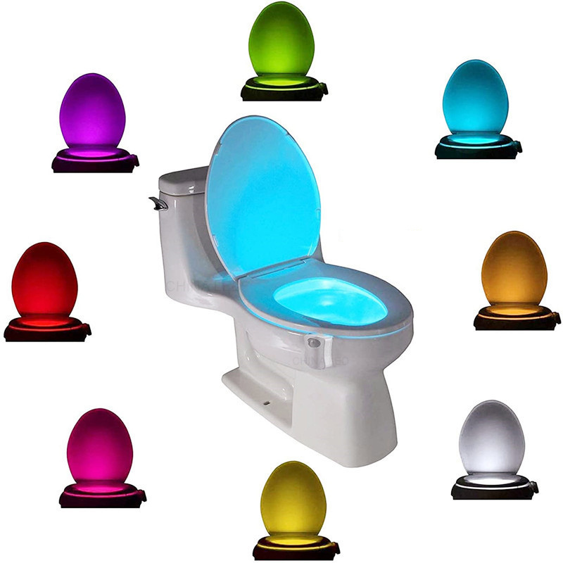 battery powered 16 colors random switching motion sensor toilet bowl light, waterproof LED toilet night light