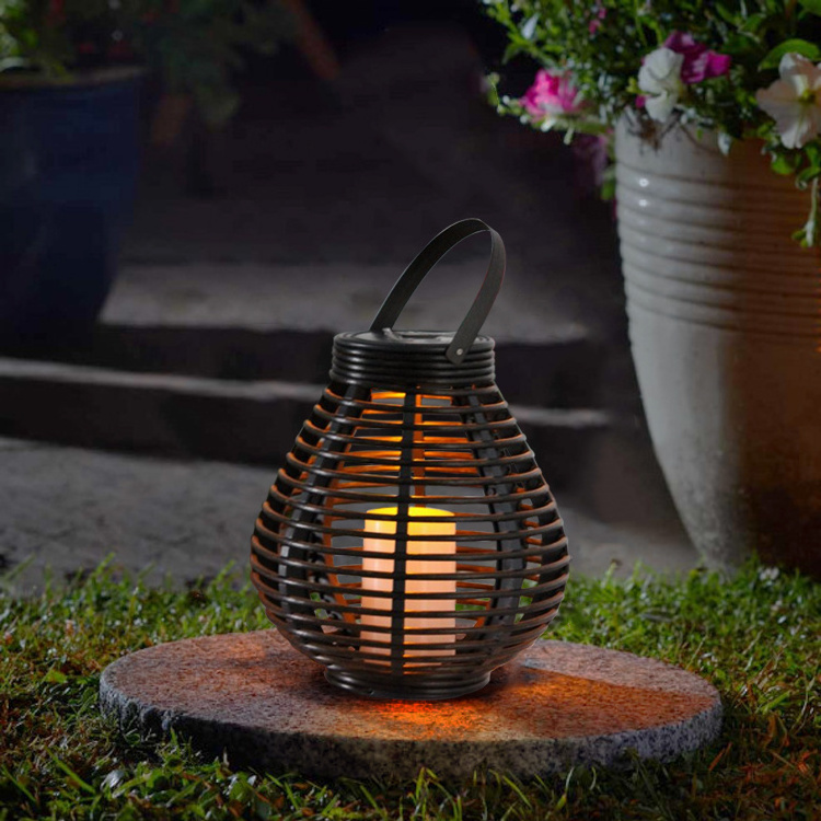 Changzhou Hanko Solar Hanging Lantern Decoration Pear Rattan Led Outdoor Garden Light Solar led Lights