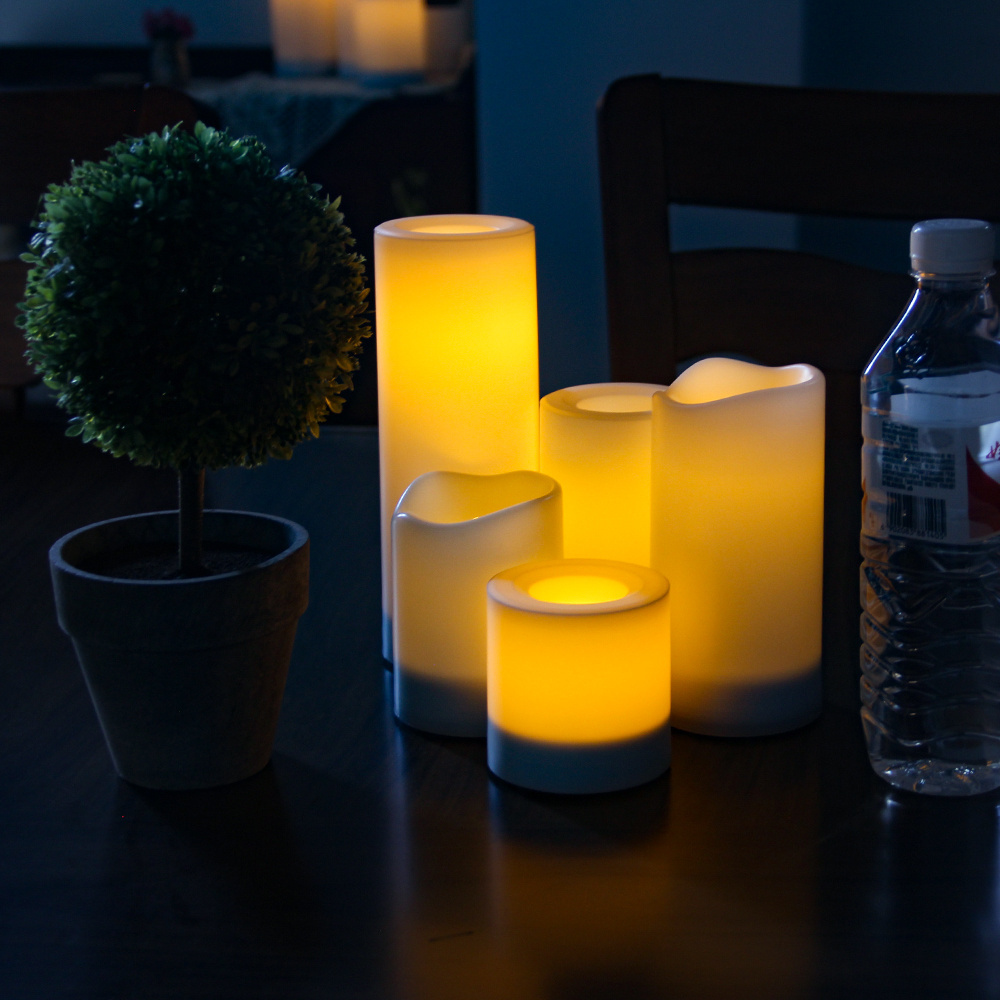 Outdoor Waterproof Battery Operated Flickering Flameless Candles Pillar New Flameless Led Candles With Moving Flame