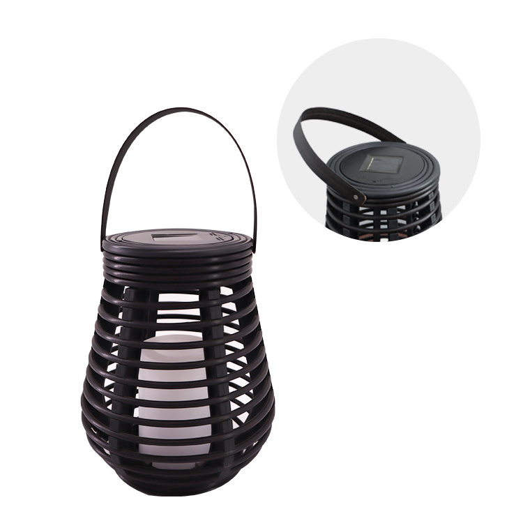 Top Sale Solar Powered Tall Rattan Lantern Basket Flameless Candle Light Garden Decorative Light For Outdoor Yard