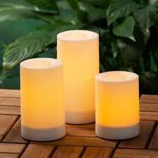 Hot sale cheap price white color flameless pillar plastic led outdoor candle with patent