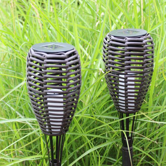 Outdoor Deco Waterproof IP44 Popular 1led Wireless Solar Tiki Torch Lights Yard Pathway Lighting