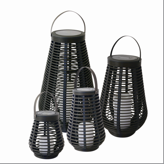 Top Sale Solar Powered Tall Rattan Lantern Basket Flameless Candle Light Garden Decorative Light For Outdoor Yard