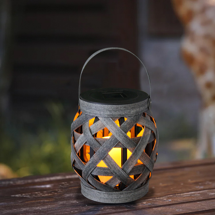 2024 top sale CE LED solar outdoor garden decorative antique wooden hanging lantern light