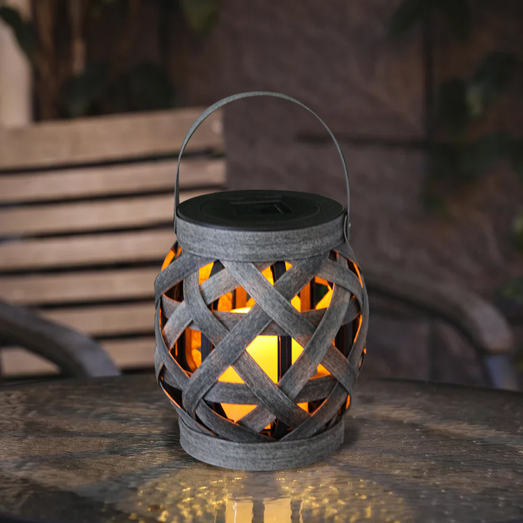 2024 top sale CE LED solar outdoor garden decorative antique wooden hanging lantern light