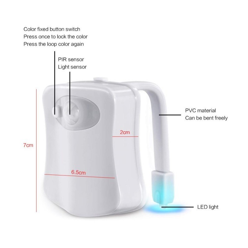 battery powered 16 colors random switching motion sensor toilet bowl light, waterproof LED toilet night light