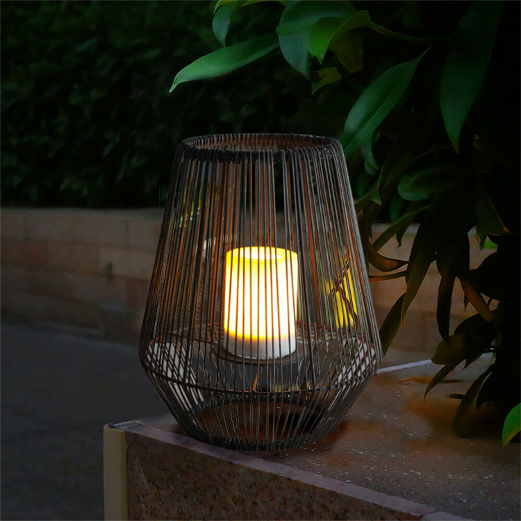 2024 Best Selling Black Nordic Articles Home Decor Gifts Solar Candle Garden Rattan Lanterns