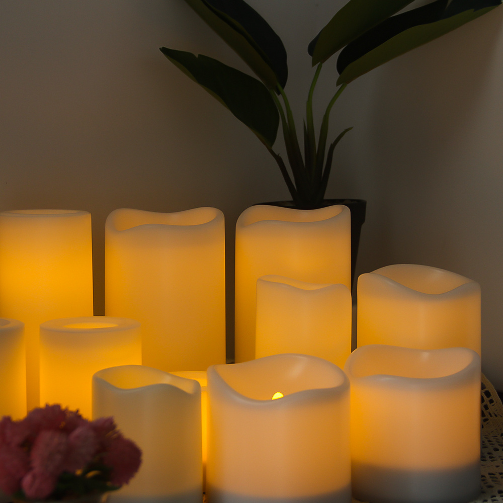 Outdoor Waterproof Battery Operated Flickering Flameless Candles Pillar New Flameless Led Candles With Moving Flame