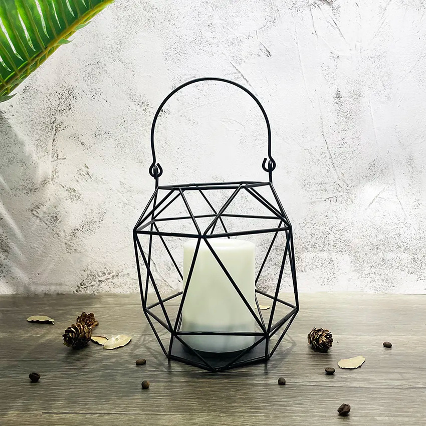 Hot Sale Outdoor Waterproof Black Small Size Iron Solar Powered Metal Garden Lantern